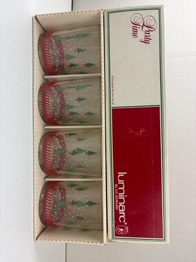 Luminarc Holiday Pine Tree Double Old Fashioned Glasses - Red & Green (Set of 4)